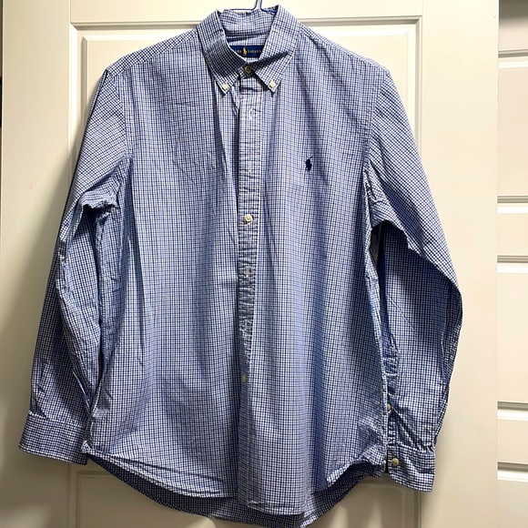 Ralph Lauren BLAKE Gingham Check Short Sleeve Button Down Check Shirt Men's M cotton blue type Vintage Second Hand